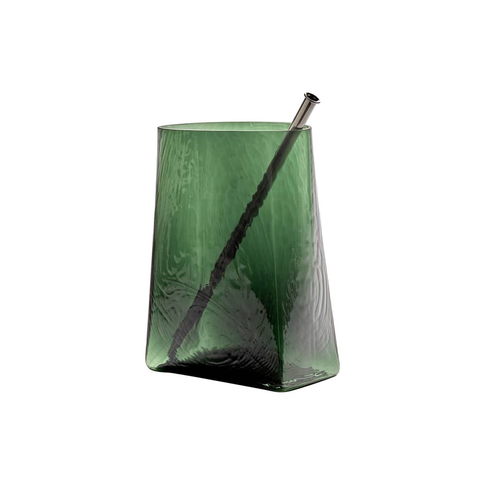 Vase Josephine 03 verre vert / Vase + tube-soliflore - Serax - Vase vert / Tube chromé - Verre
