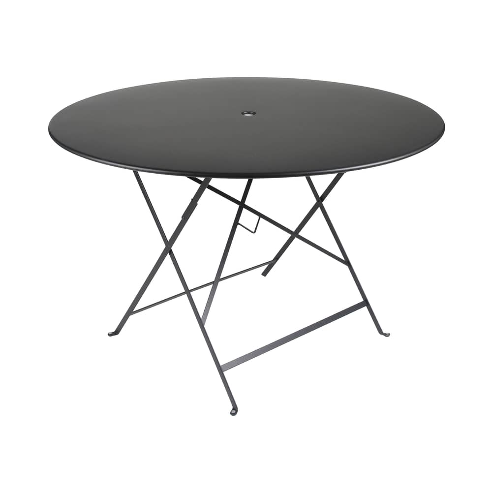 Bistro Foldable table metal black Ø 117 cm - 6/8 persons - Fermob - Licorice - Painted steel