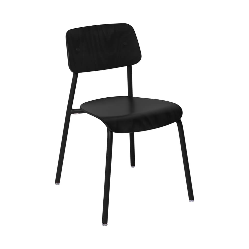 Chaise empilable Studie bois noir - Fermob - Réglisse - Aluminium, Placage de hêtre teinté