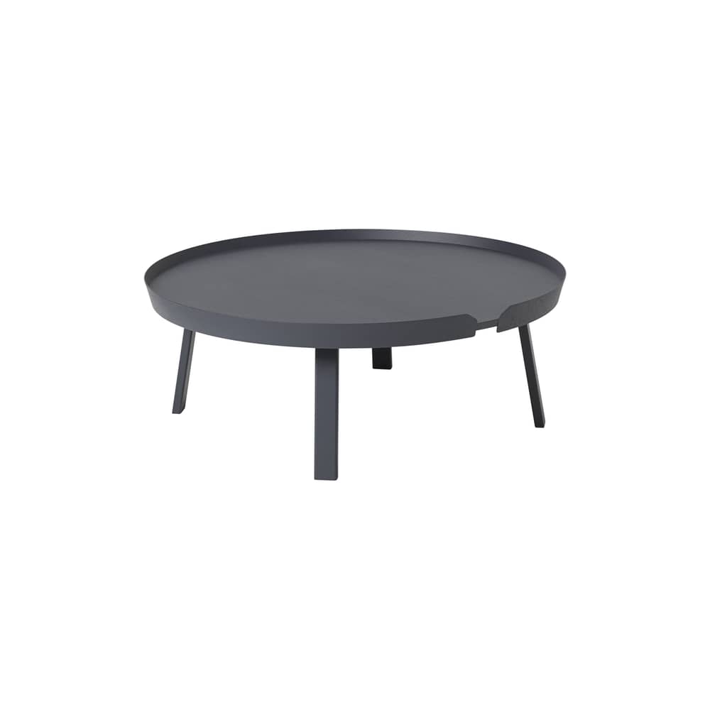 Couchtisch Around XL holz grau / Ø 95 cm x H 36 cm - Muuto - Anthrazit - getönte Esche