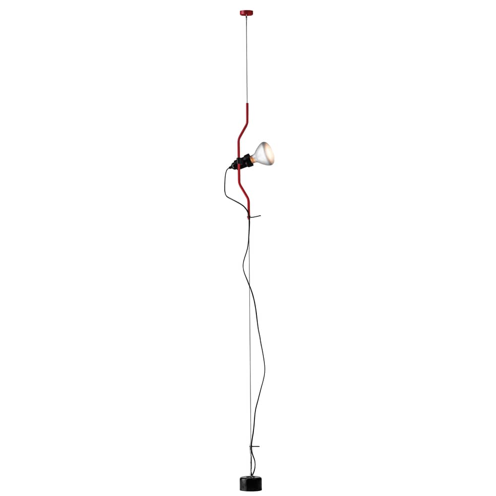 Lampada a stelo Parentesi metallo rosso / Collegamento alla rete elettrica - Riedizione 1971 - Flos - Rosso - Acciaio, Elastomero