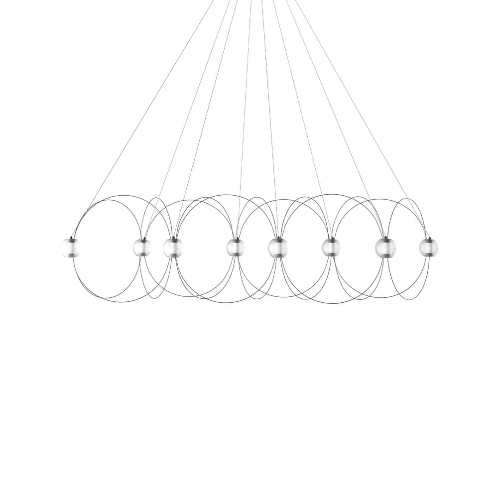 Munari 8 Pendant metal black / LED - 156 x 45 x H 42 cm / Pre-assembled version - DCW éditions - Black & White - Acrylic, Steel