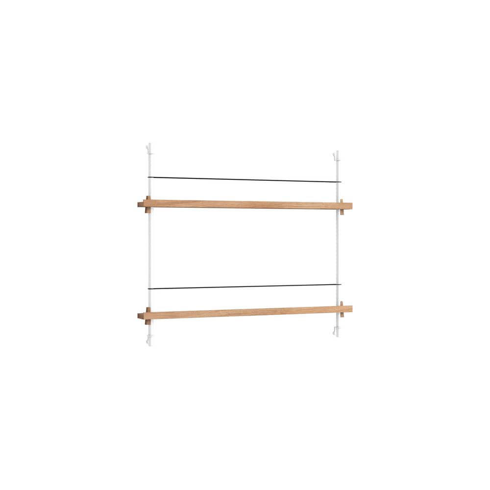 Regal Magazine Shelving – MS.65.1 holz natur / für Bücher und Zeitschriften - B 85 x H 73 cm - MOEBE - Eiche natur / Weiß - MDF Eichenfurnier, Stahl