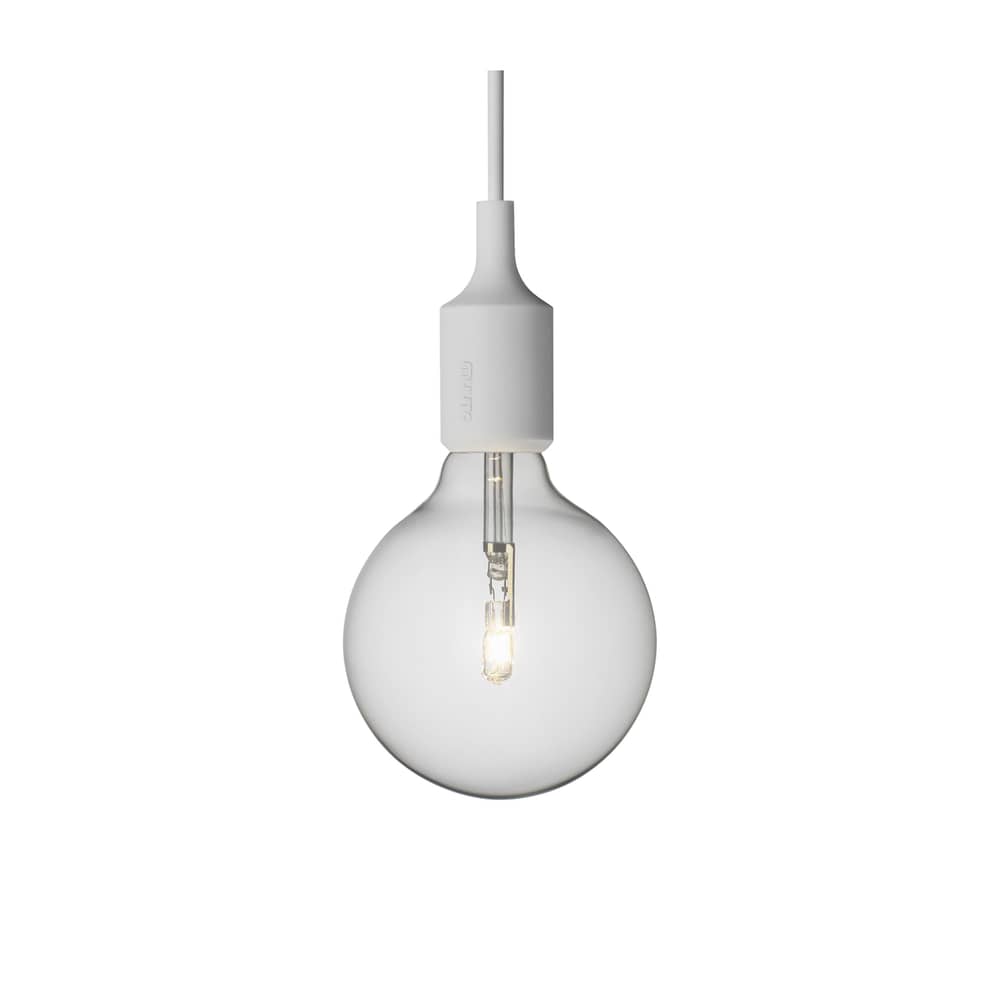 Suspension E27 plastique gris / Silicone - Ampoule incluse - Muuto - Gris clair - Silicone