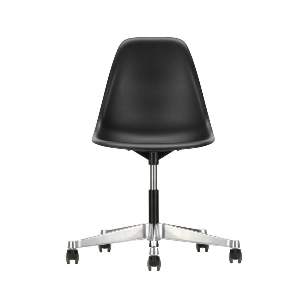 RE PSCC - Eames Plastic Side Chair Wheelchair plastic material black / (1950) - Recycled - Vitra - Black - die-cast aluminium, Post-consumer recycled plastic