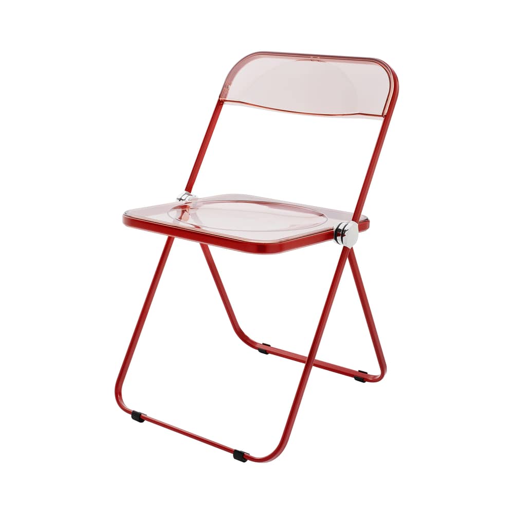 Chaise pliante Plia plastique rose / Giancarlo Piretti, 1967 - ANONIMA CASTELLI - Rose fumé / Structure rouge - Acier, Polycarbonate