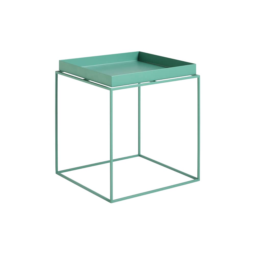 Tray End table metal green / 40 x 40 x H 44 cm - Hay - Mint Green - Lacquered steel