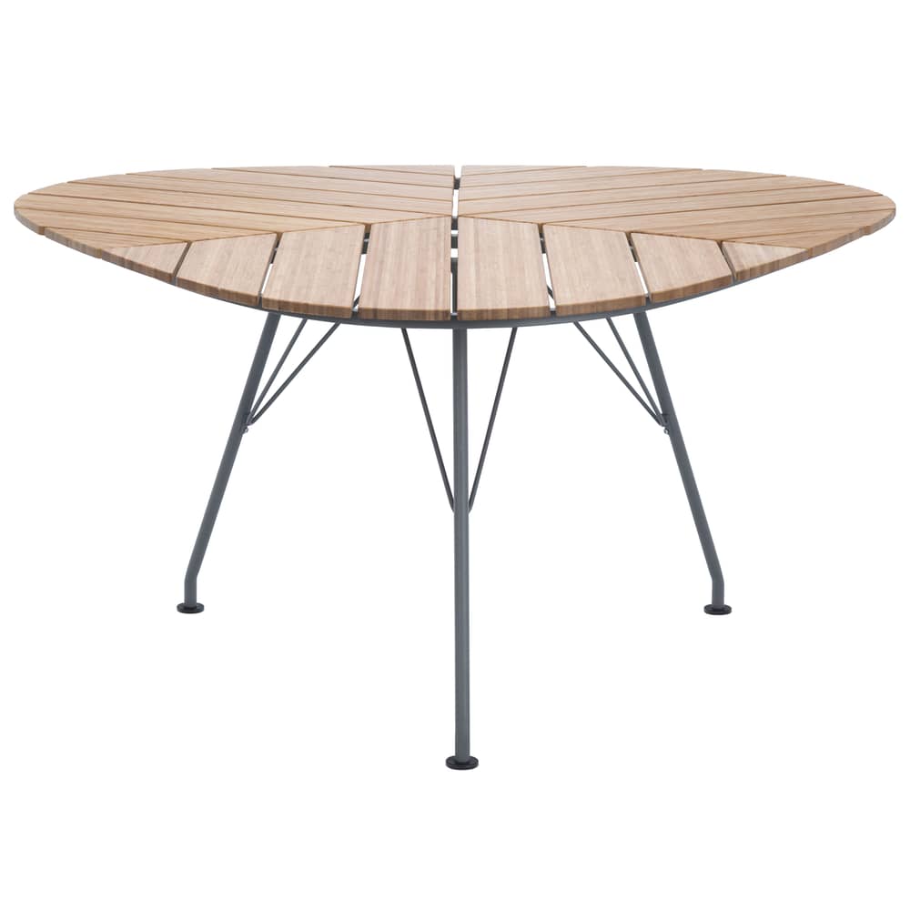 Table ronde Leaf gris bois naturel / Bambou - Triangulaire - 146 x 146 x 146 cm - Houe - Bambou / Piètement gris - Bambou, Métal laqué époxy