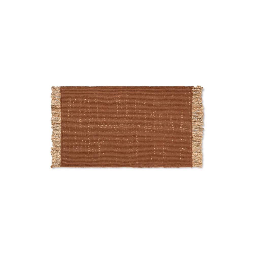 Tapis Block Mat  marron / 50 x 80 cm - Jute & bouteilles plastique recyclées - Ferm Living - Brique -  PET recyclé, Jute