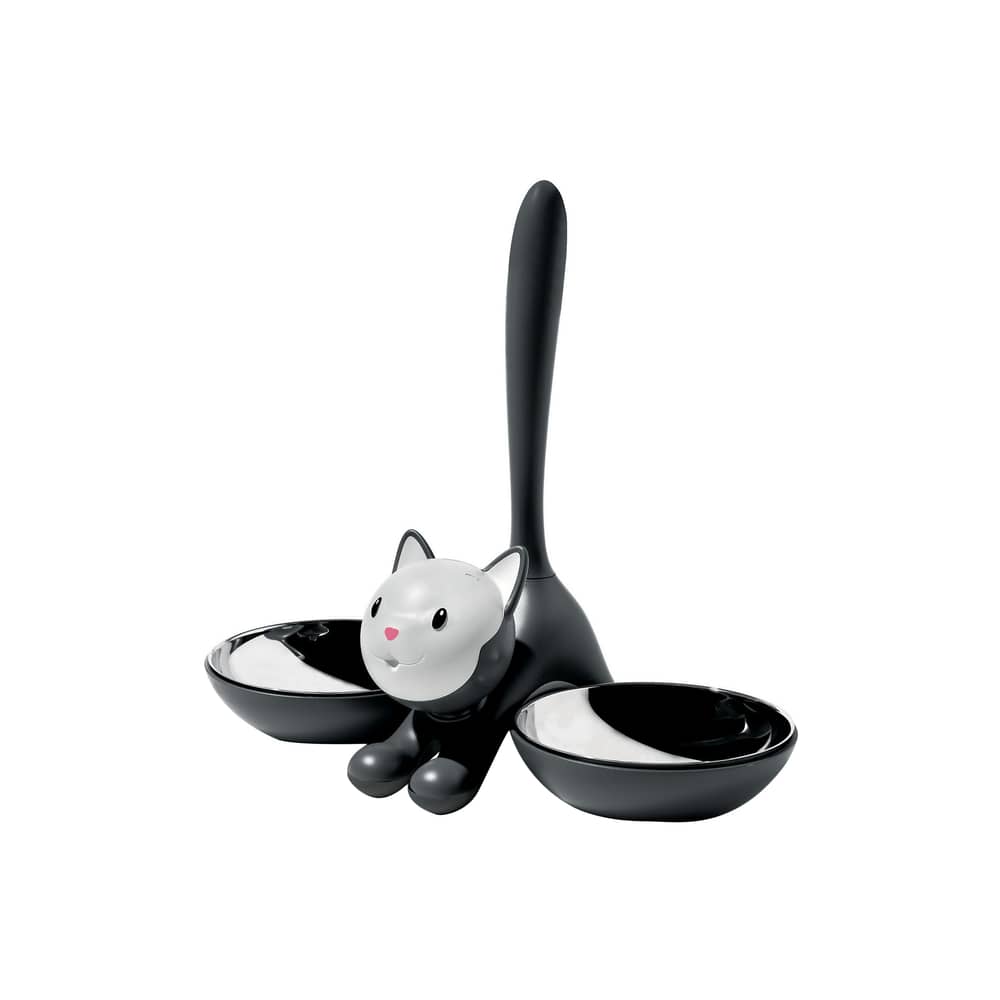 Gamelle Tigrito métal plastique noir / pour chat - Alessi - Noir - Acier inoxydable, Polypropylène