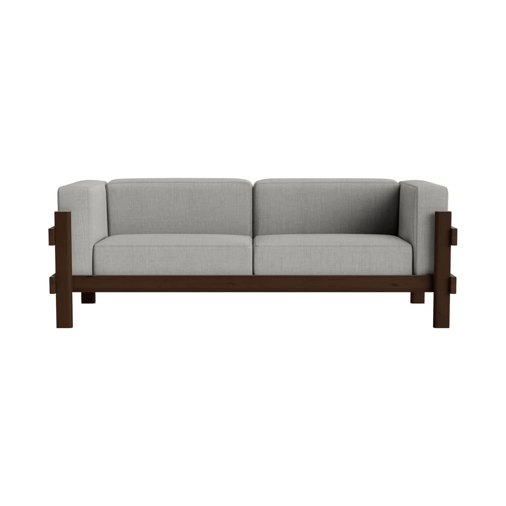 Sofa Kube textil grau / L 220 cm - Normann Copenhagen - Dunkelbraun / Grau (Remix 133) -  Plumes, High Density-Schaum, Kvadrat-Gewebe, Öko-zertifizierte massive Kiefer