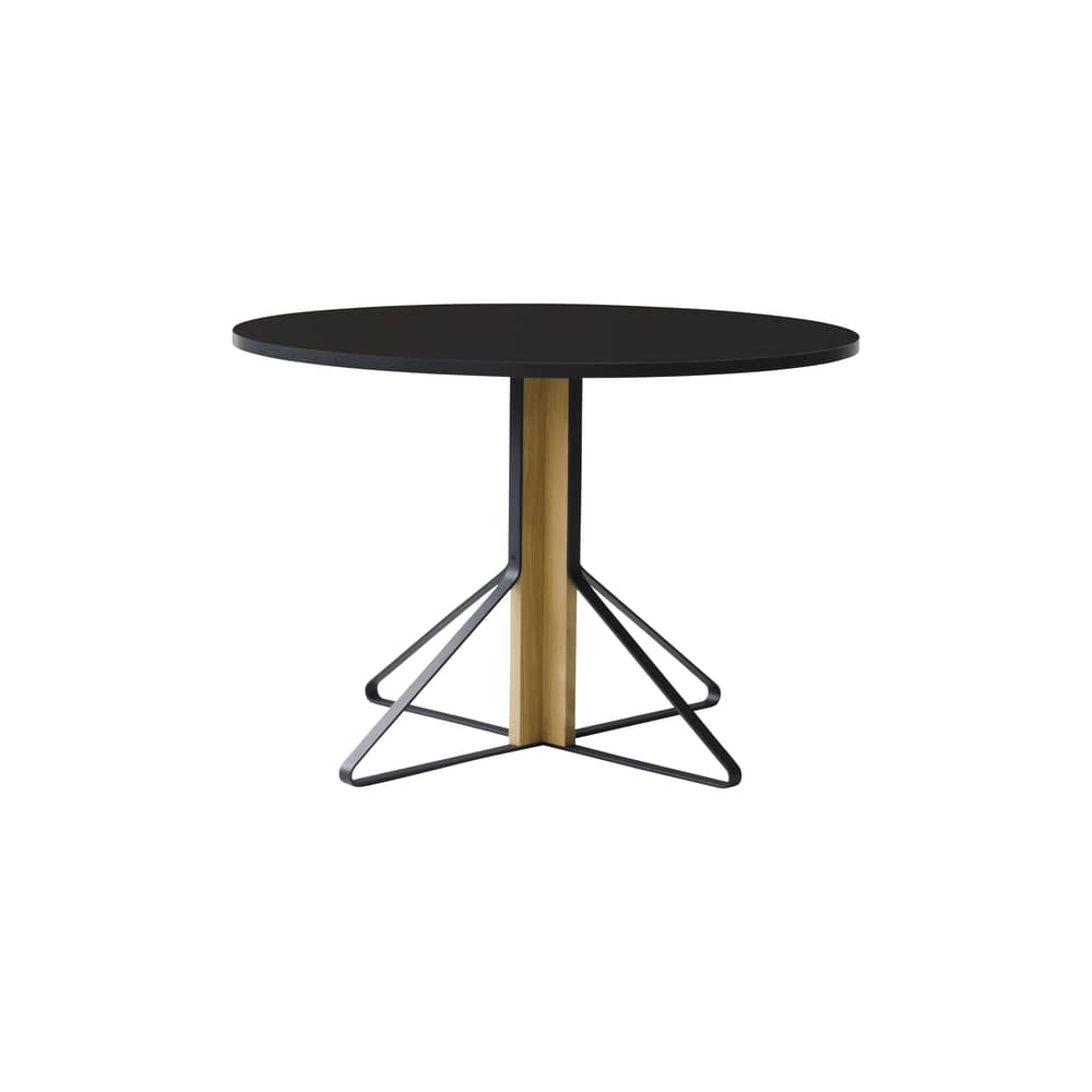 Kaari Round table wood black / Ø 110 cm - HPL / Bouroullec, 2015 - ARTEK - Glossy black HPL / Natural oak - HPL laminate, Solid oak, Steel