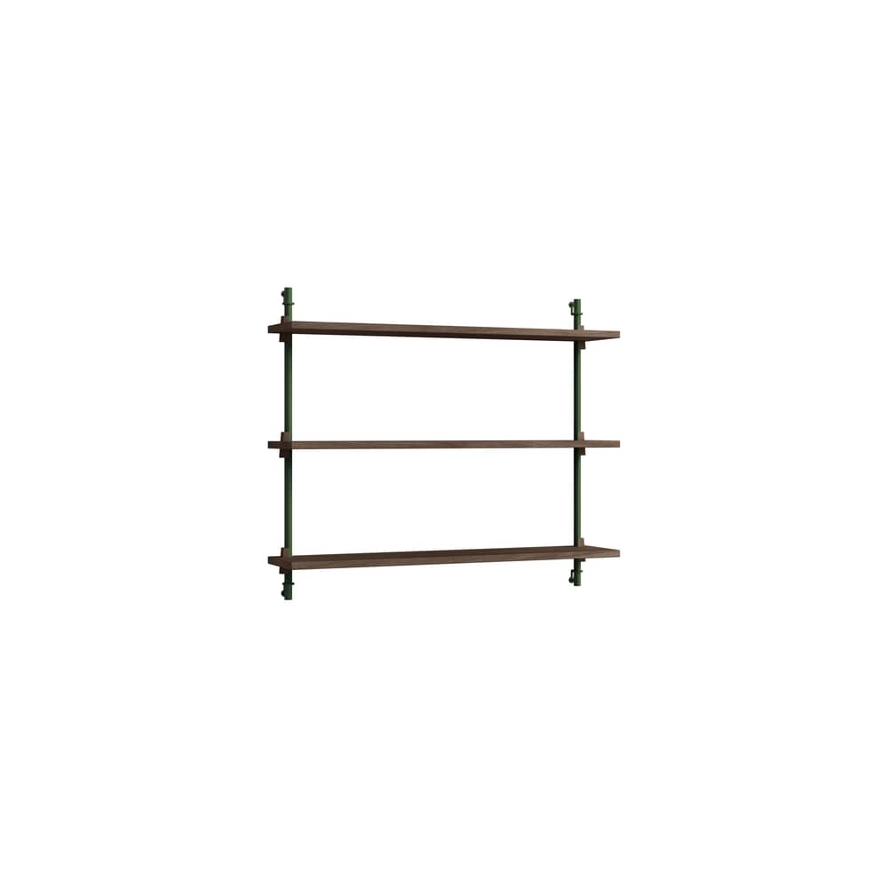 Scaffale Wall Shelving – ws.65.1 legno marrone / En&ls 85 x H 65 cm x P 17,5 cm - MOEBE - Rovere affumicato / Verde - Acciaio, MDF impiallacciato rovere