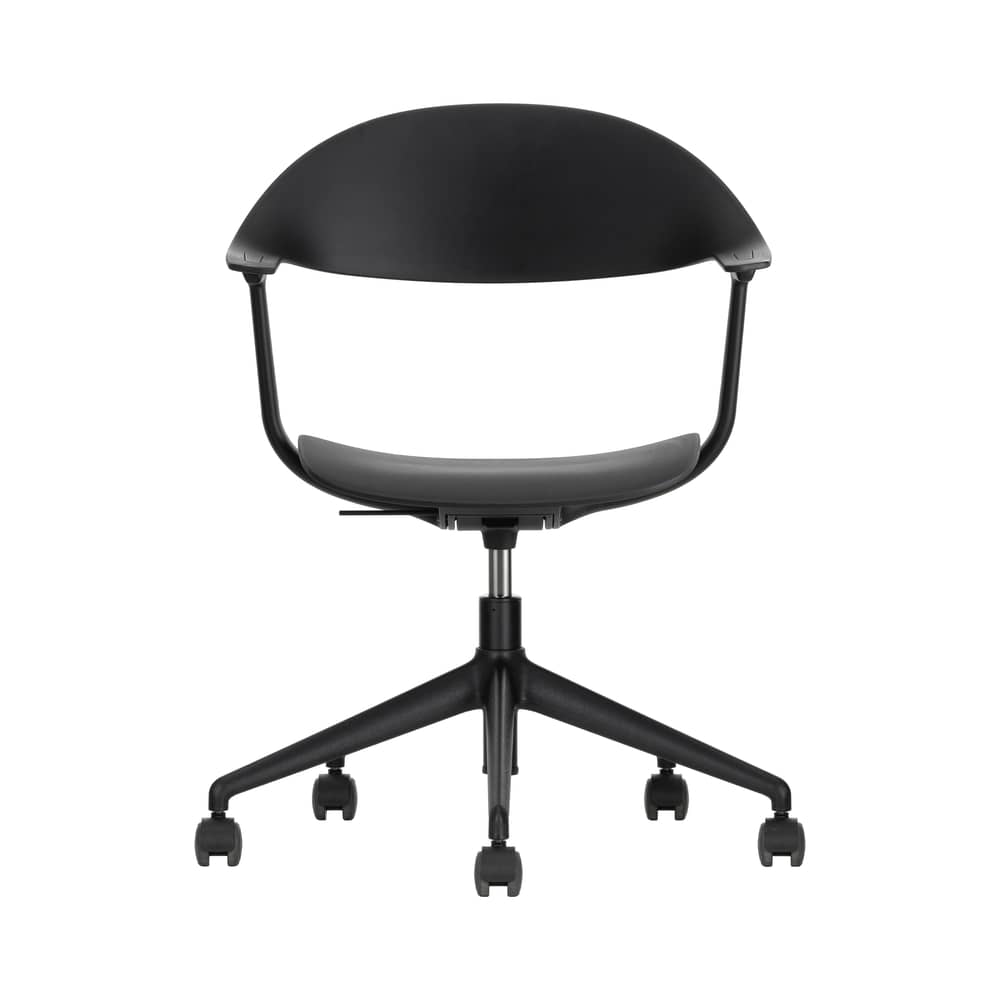 Sessel mit Rollen Mynt plastikmaterial schwarz / Recycelbarer Kunststoff - Vitra - Schwarz (Plastik) / Schwarzer Fuß - Aluminium, Recyceltes Polypropylen