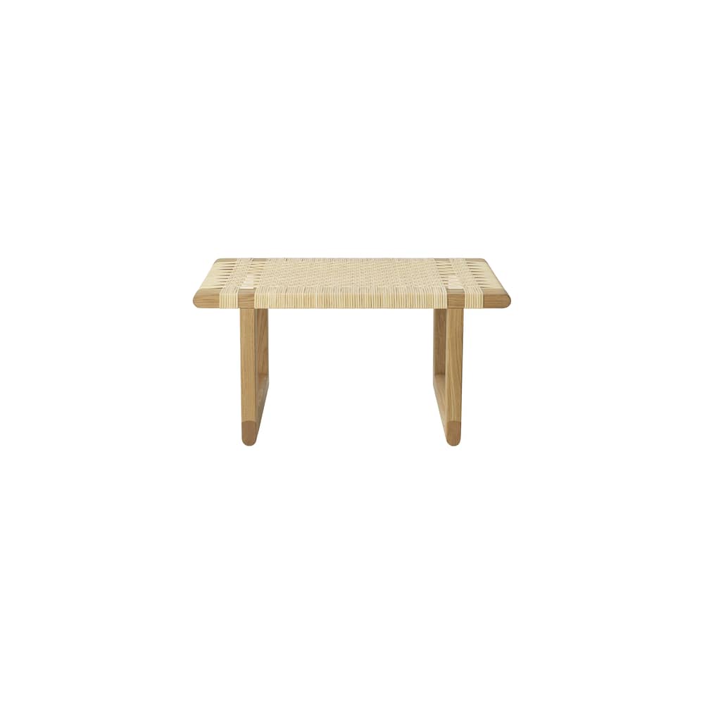 Panca Table Bench fibre legno naturale / Tavolo basso - 69 x 46 cm / Børge Mogensen, 1958 - CARL HANSEN & SON - 69 x 46 cm / Quercia e rattan naturale - Massello di quercia oliato, Rattan naturale