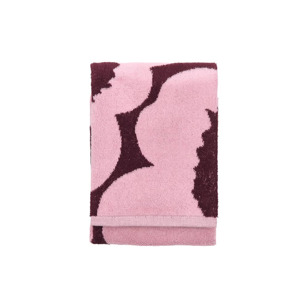 Asciugamano Unikko tessuto rosa / 50 x 70 cm - Marimekko - Unikko / Rosa & Prugna - Spugna di cotone biologico
