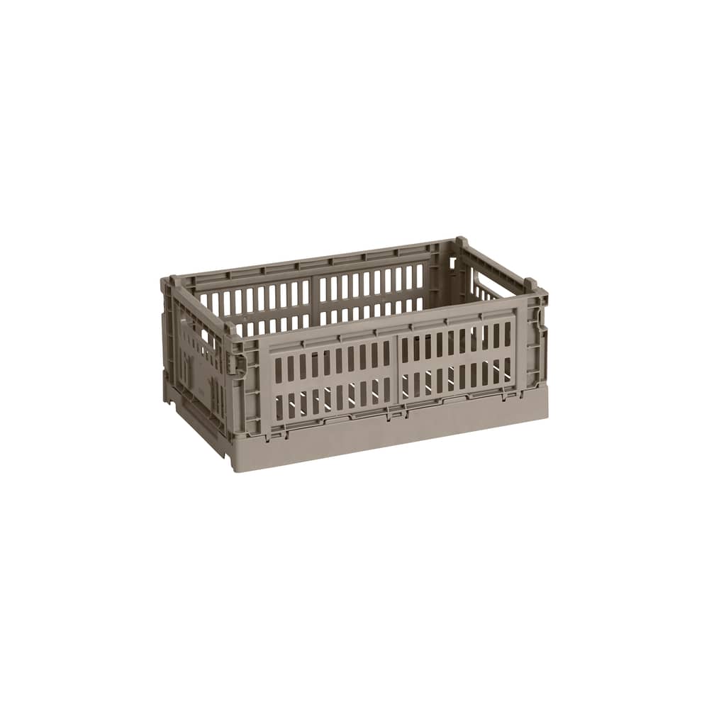 Panier Colour Crate plastique gris Small / 17 x 26,5 cm - Recyclé - Hay - Gris chaud - Polypropylène recyclé