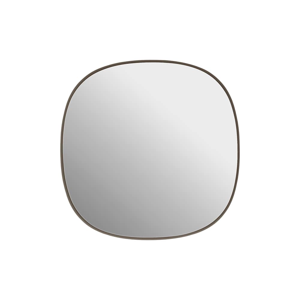 Miroir mural Framed XS métal beige / 40 x 40 cm - Muuto - Taupe - Acier thermolaqué, Verre