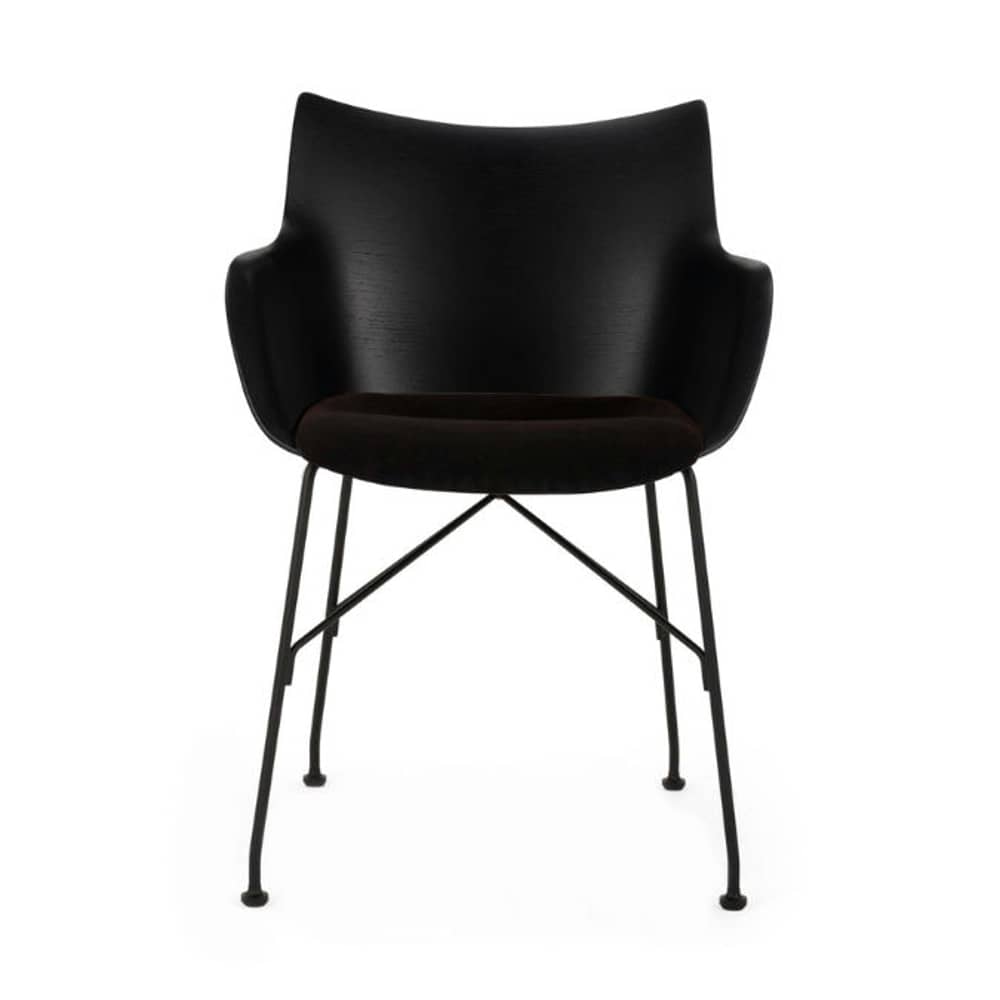 Sessel Q/Wood SOFT holz schwarz / Geformtes Holz & Stoff-Sitzfläche - Kartell - Schwarz / Beine schwarz - , bemalter Stahl, Gewebe, Thermoplast