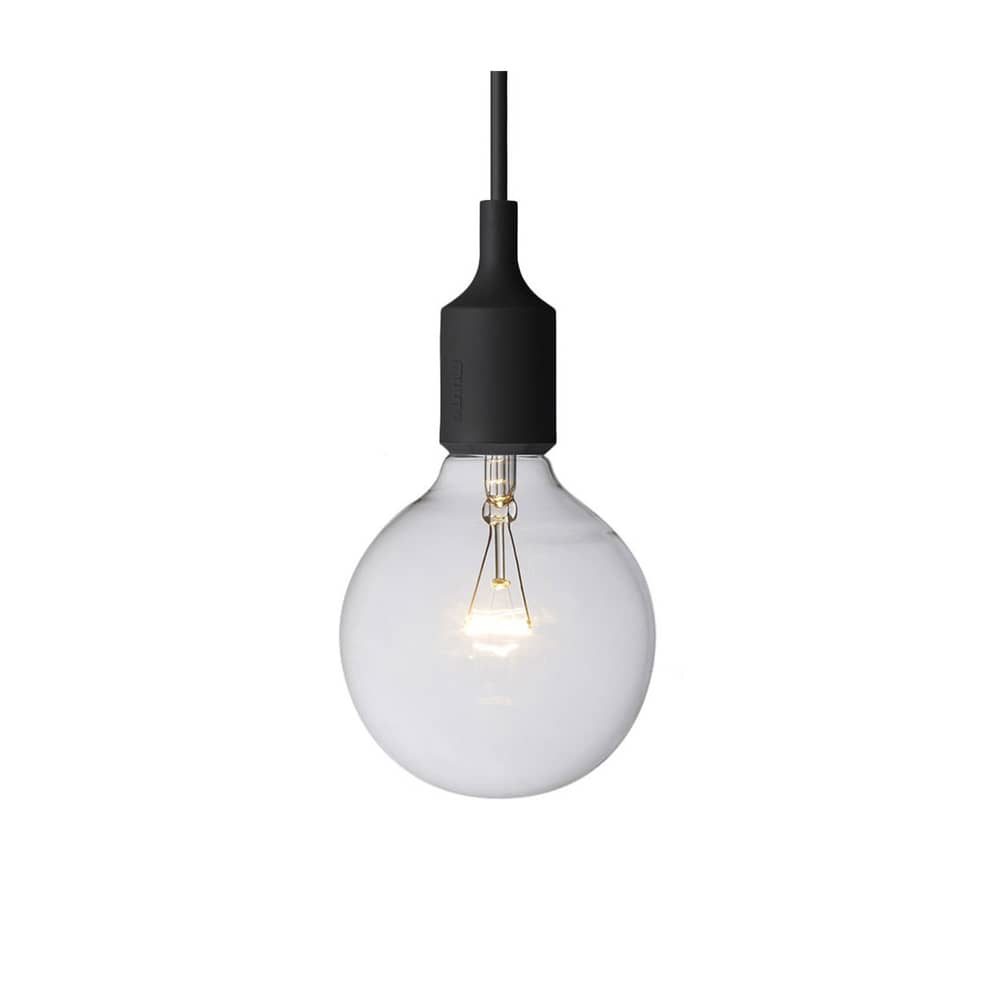 Suspension E27 plastique noir / Silicone - Ampoule incluse - Muuto - Noir - Silicone