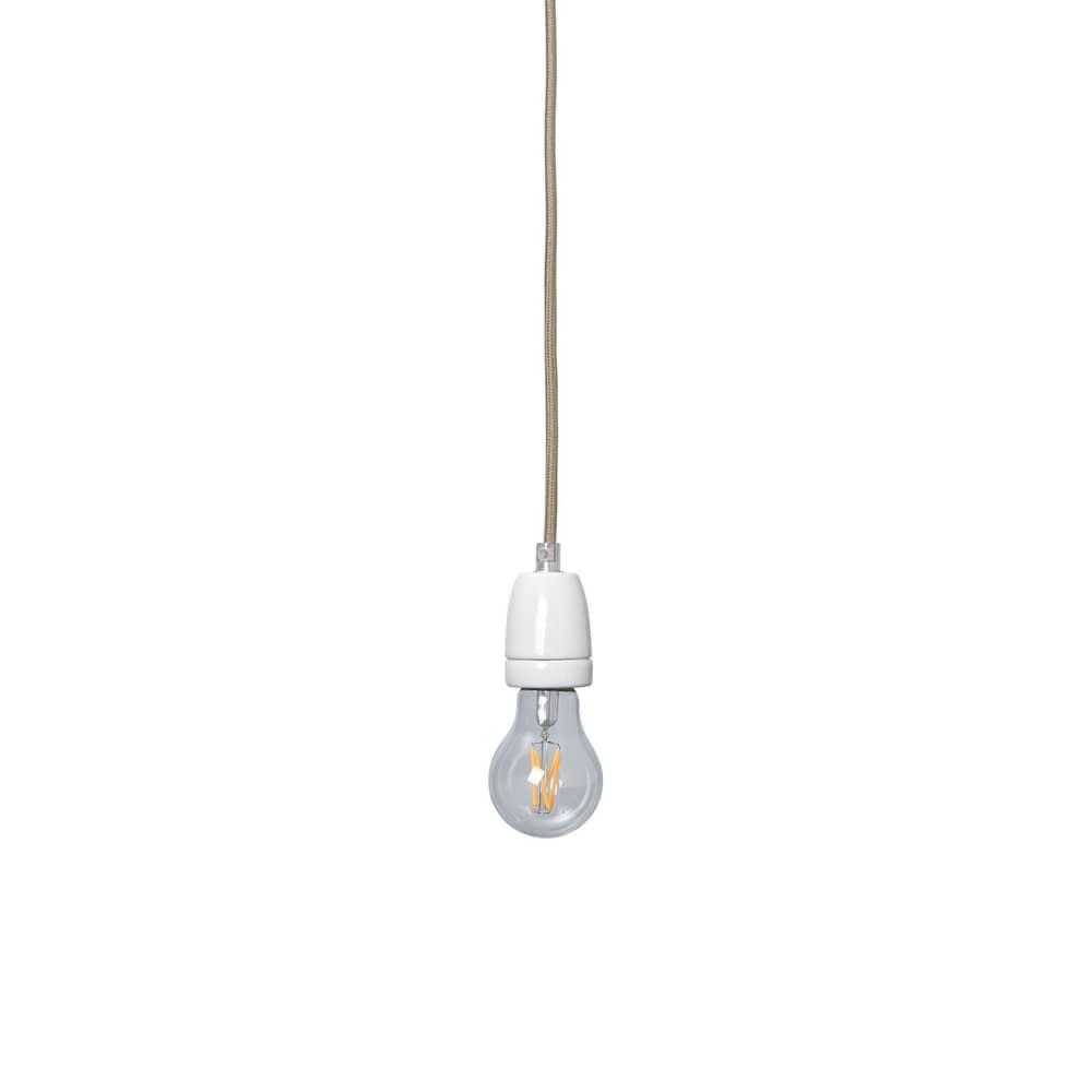 Système électrique pour suspension Cord / Douille porcelaine - Ferm Living - Blanc / Câble cachemire - Porcelaine, Tissu