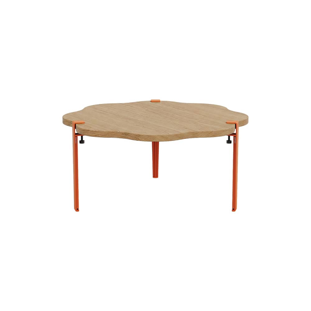 Table basse Vague by Uchronia / Ø 80 x H 43 cm - Chêne massif - TIPTOE - Orange / Chêne - Acier thermolaqué, Chêne massif éco-certifié