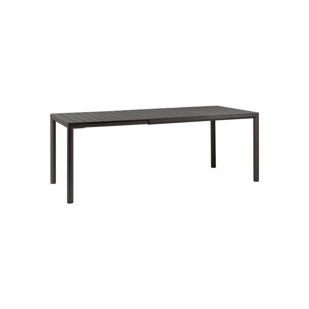 Tevere Extending table composite material black / 147-211 x 90 cm - NARDI - Charcoal grey - Fibreglass resin, Varnished aluminium