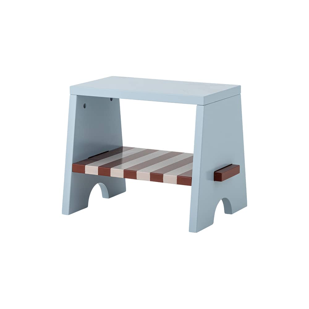 Liova Children stool wood blue / H 30 cm - Bloomingville - Blue / brick red - MDF