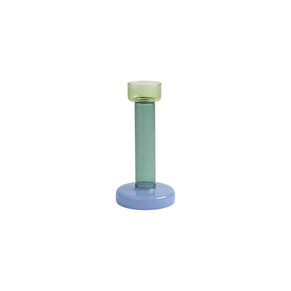 Kerzenleuchter Bole Medium glas grün / Ø 11 x H 21 cm - & klevering - Grün/Blau - Borosilikatglas