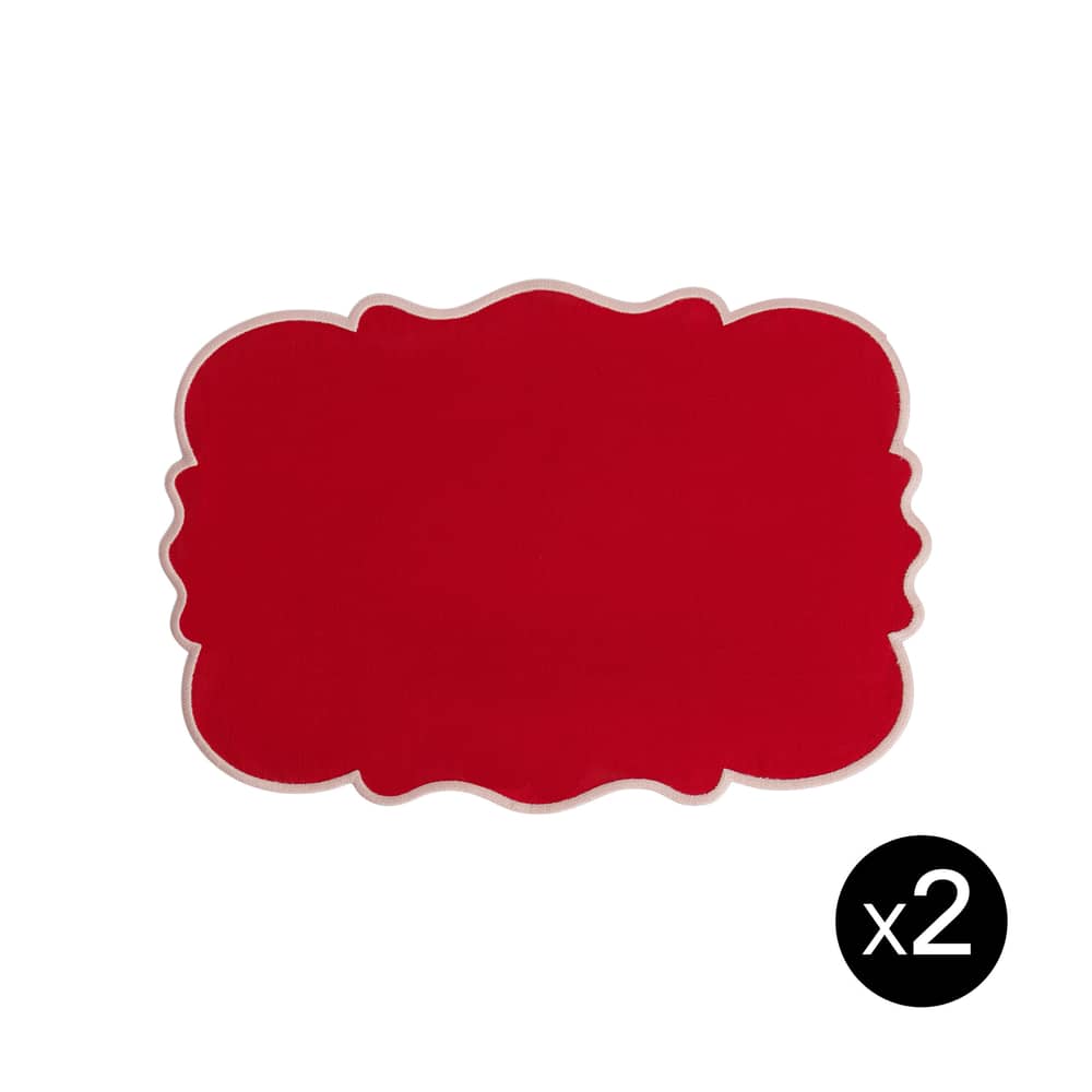 Smerlato Placemat textile red / Set of 2 - 33 x 48 cm - Bitossi Home - Red / Pink edge - Cotton, Linen