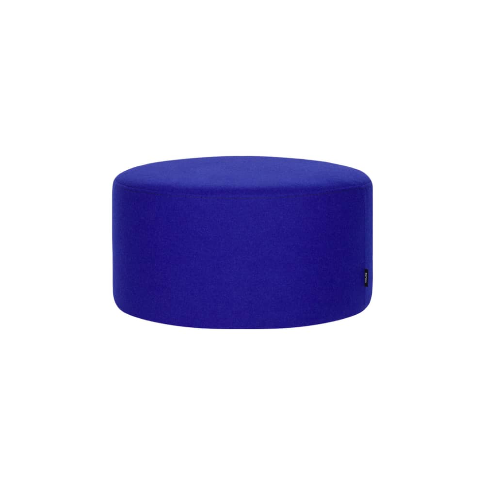 Pouf Folk Petit tessuto blu / Ø 50 x H 25 cm - NOO.MA - Morbido mirtillo (lana) - Espanso, Lana, Legno