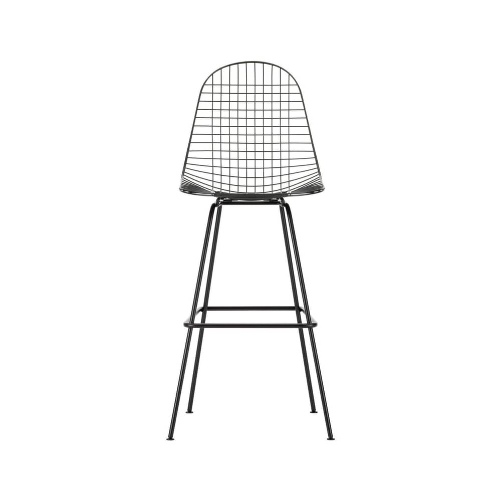 Tabouret haut Wire Stool High métal noir / H 79,5 cm - Eames, 1951 - Vitra - Noir - Acier époxy