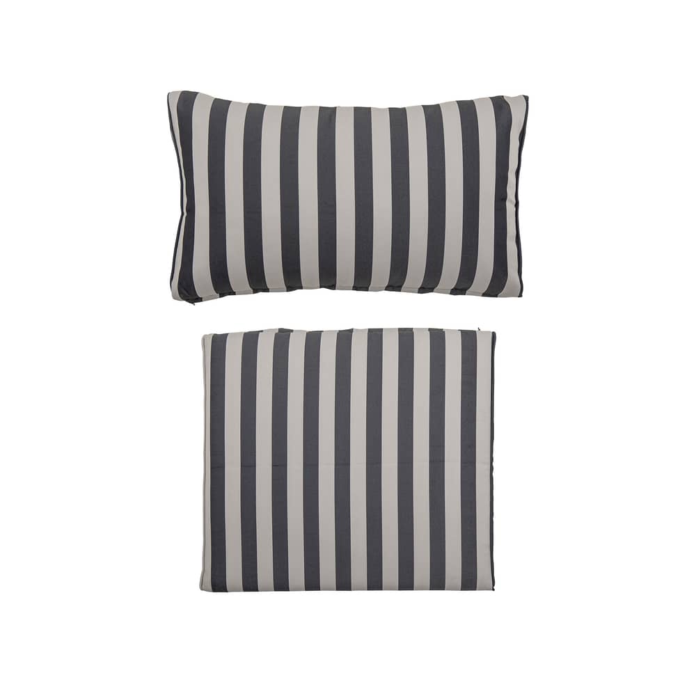  Accessory textile black / Set 2 Cushion covers for Mundo armchair (without stuffing) - Bloomingville - Black & white stripes - Polyester