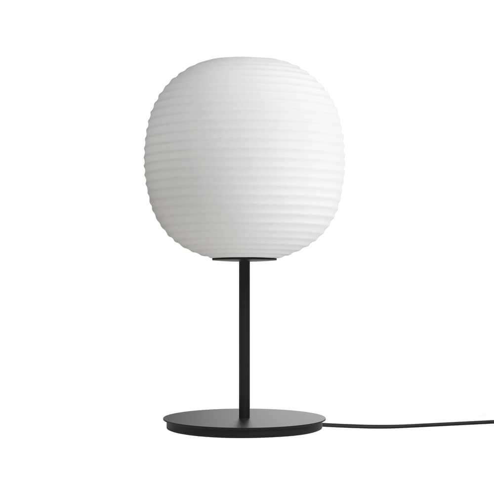 Lampada da tavolo Lantern Medium vetro bianco / Ø 30 cm - NEW WORKS - Ø 30 cm - Acciaio, Vetro satinato rigato