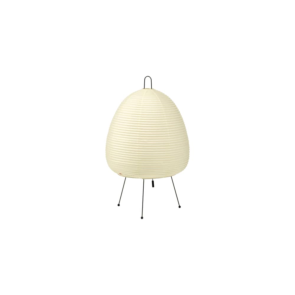 Lampe de table Akari 1A papier beige /Isamu Noguchi, 1951 - Ø 25 x H 43 cm - Vitra - Beige / uni - Acier, Papier Washi