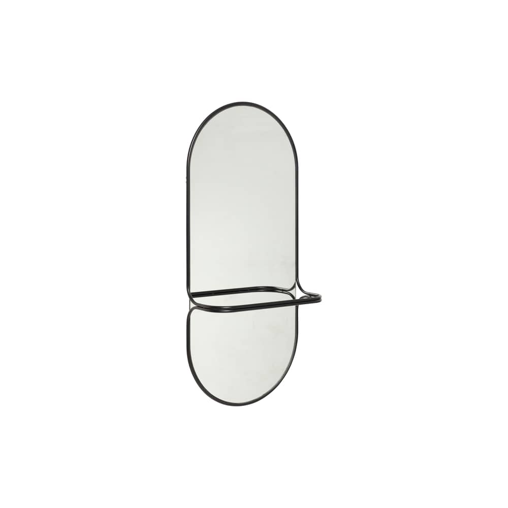 Miroir mural Carry / Porte-serviettes intégré - H 102 cm - HÜBSCH - Noir - Métal, Verre
