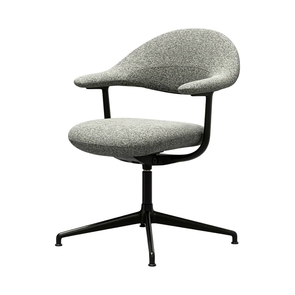 Drehsessel Mynt Soft textil grau / Gepolsterte Sitzfläche und Rückenlehne - Vitra - Trübgrau (Nubia-Stoff) / Schwarzer Fuß - Aluminium, Gewebe, Schaumstoff