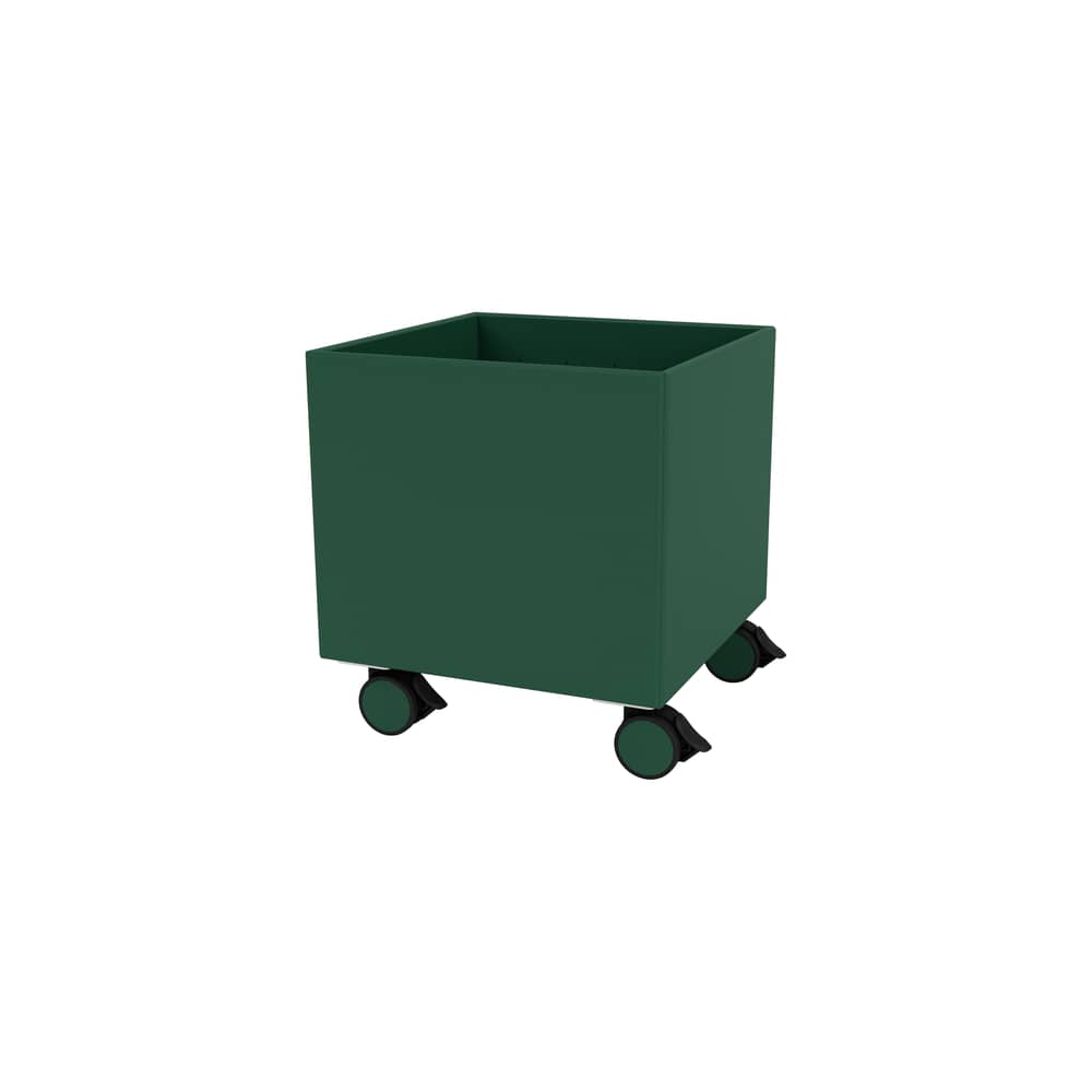 Colour Box I Storage chest on wheels wood green / 35.4 x 35.4 x H 37.8 cm - MONTANA - Pine 136 - Lacquered MDF