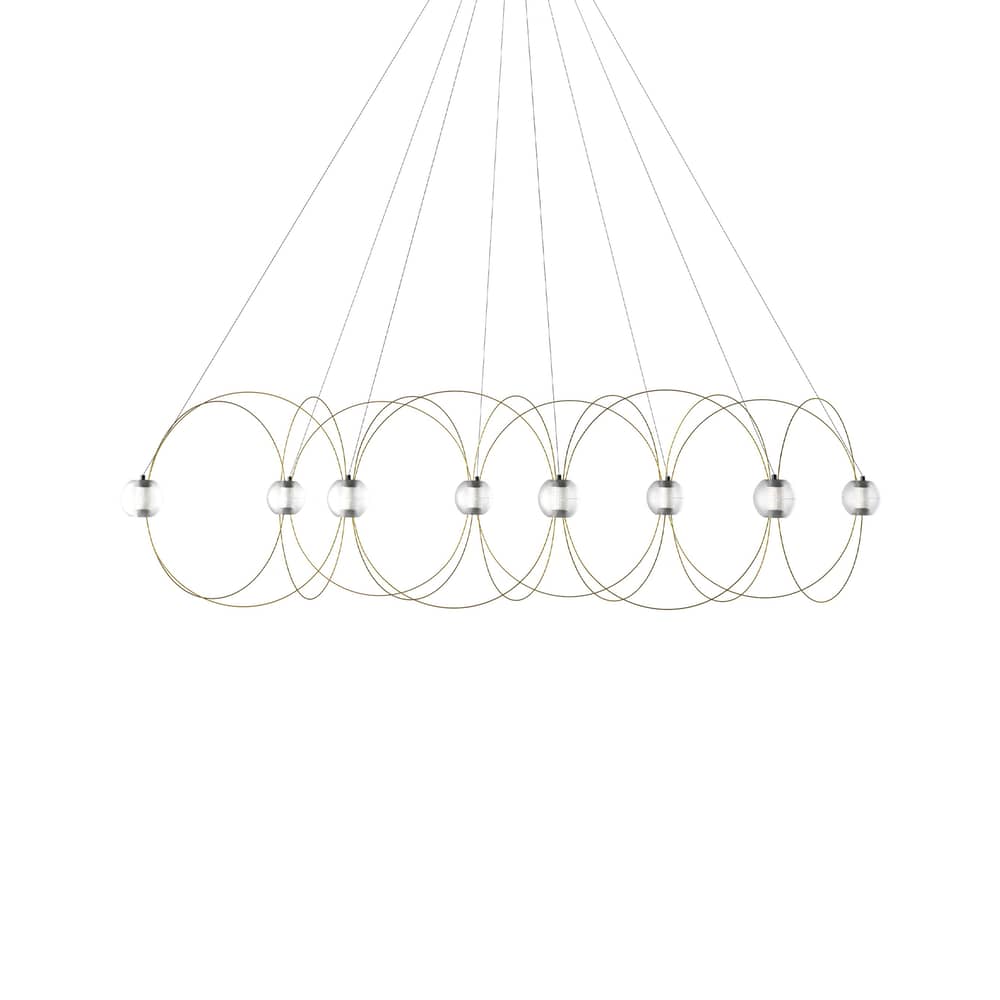 Suspension Munari 8 / LED - 156 x 45 x H 42 cm / Version pré-assemblée - DCW éditions - Or - Acier, Acrylique