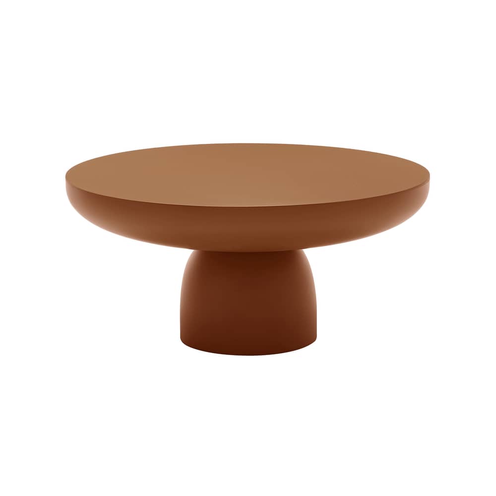 Tavolino Olo Colours - Bois laqué legno arancione / Ø 70 x H 33 cm - Mogg - Marrone rame - Legno massiccio laccato