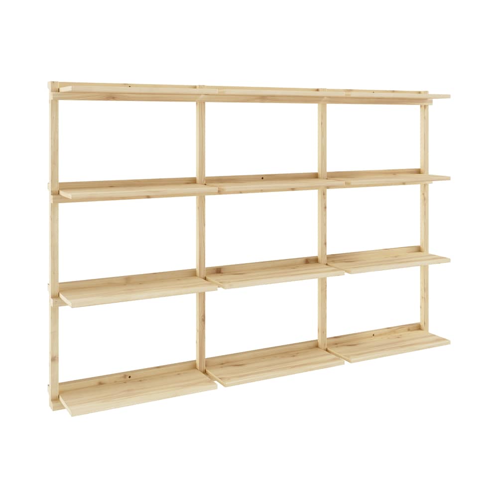 Groove Wall shelf natural wood / W 192 x H 127 cm - KARUP DESIGN - W 192 x H 127 cm / Pine - FSC-certified solid pine