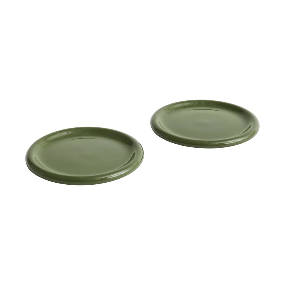 Set de 2 assiettes Barro céramique / Ø 24 cm - Hay - Vert - Grès
