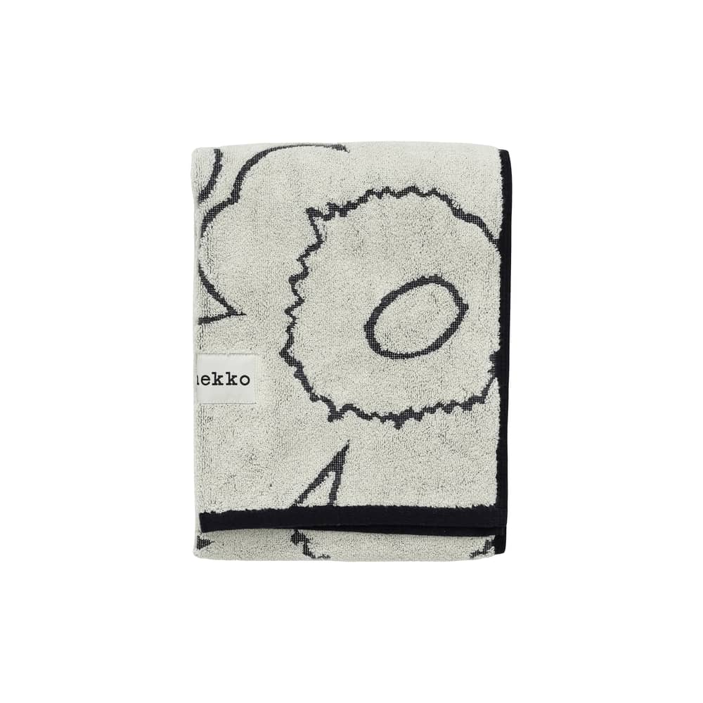 Serviette de toilette Piirto Unikko beige / 50 x 100 cm - Marimekko - Piirto Unikko / Ivoire & noir - Coton éponge biologique