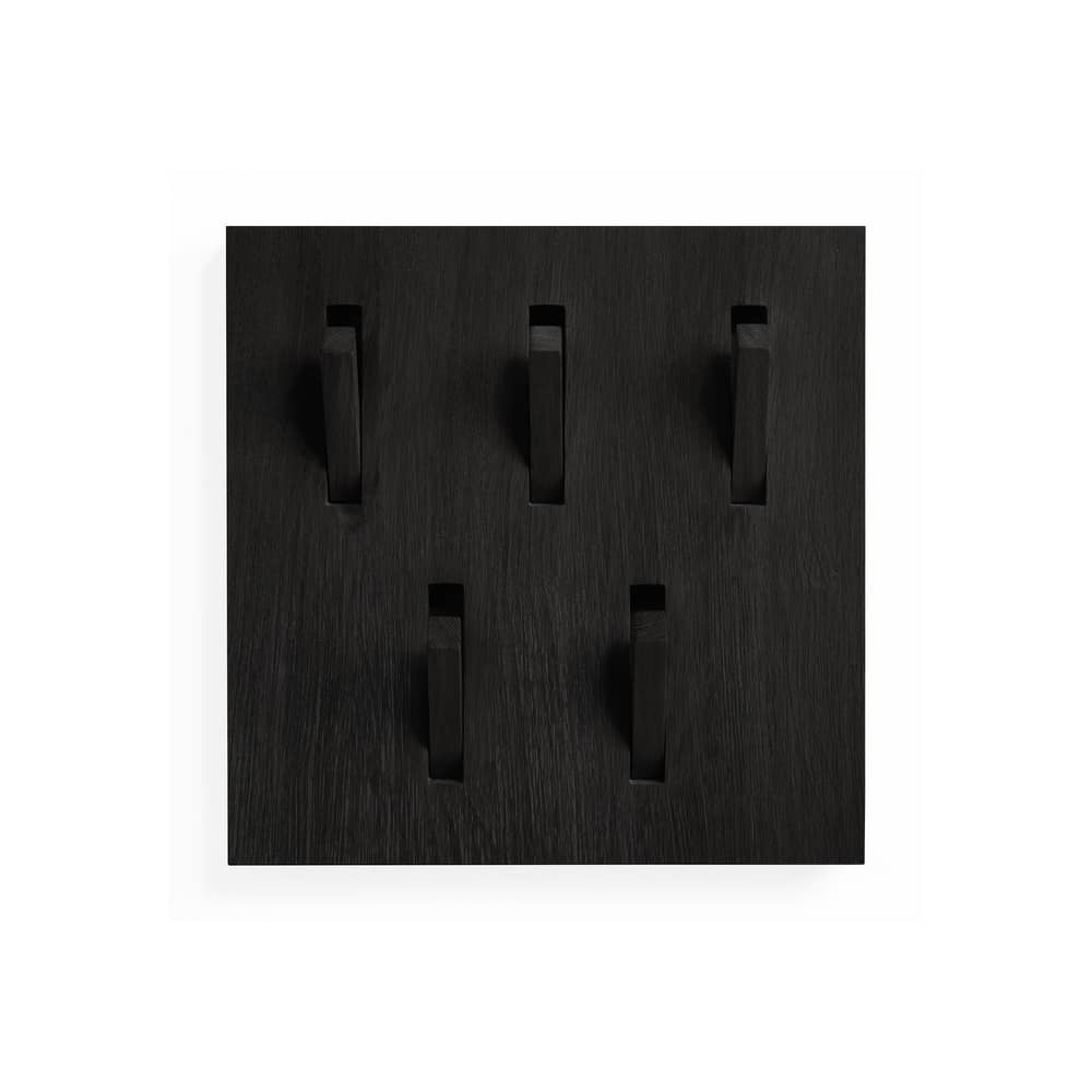 Wandgarderobe Utilitile holz schwarz / 5 klappbare Garderobenhaken - 40 x 40 cm / Eiche - Ethnicraft - Schwarz - getönte Eiche