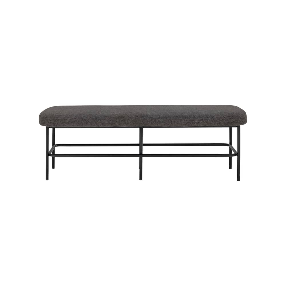 Banc rembourré Farell tissu gris / L 140 cm - Bloomingville - Gris - Contreplaqué, Fer, Polyester