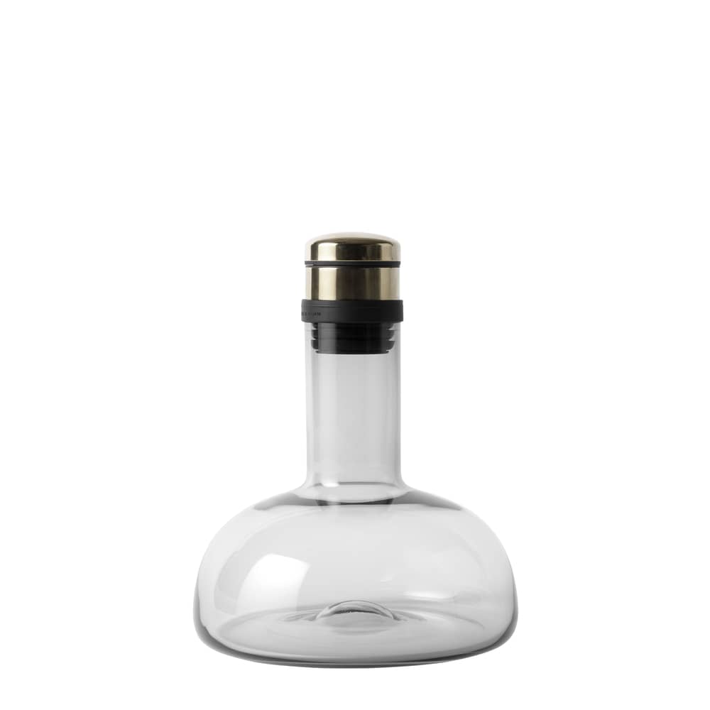 Décanteur  verre gris transparent / 1 Litre - Audo Copenhagen - Laiton / Gris fumé - Acier plaqué laiton, Plastique, Silicone, Verre