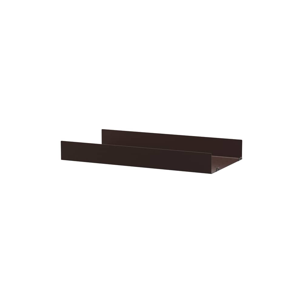 Étagère métal perforé / Rebord haut - L 58 x P 30 cm - String Furniture - Marron foncé - Acier thermolaqué