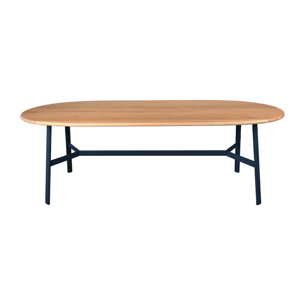 So\'O Oval table wood blue / 220 x 95 cm - 9 to 10 people - Fermob - Deep blue / Natural oak - Solid oak, Steel