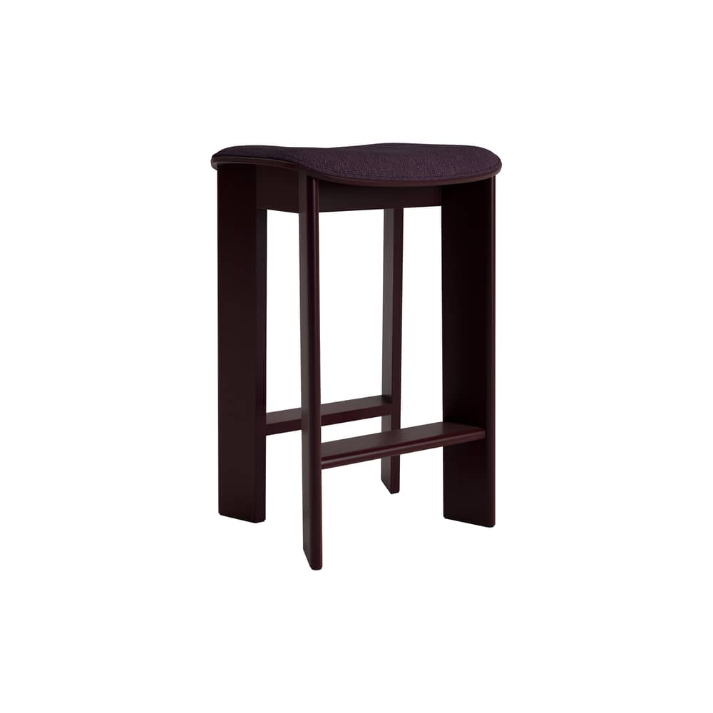 Sgabello alto Chisel 30 Low tessuto viola / Altezza 65 cm - Imbottitura in Tessuto - Hay - Tessuto bordeaux (Turf) / Bordeau scuro - Espanso, Impiallacciatura di faggio laccata, Tessuto