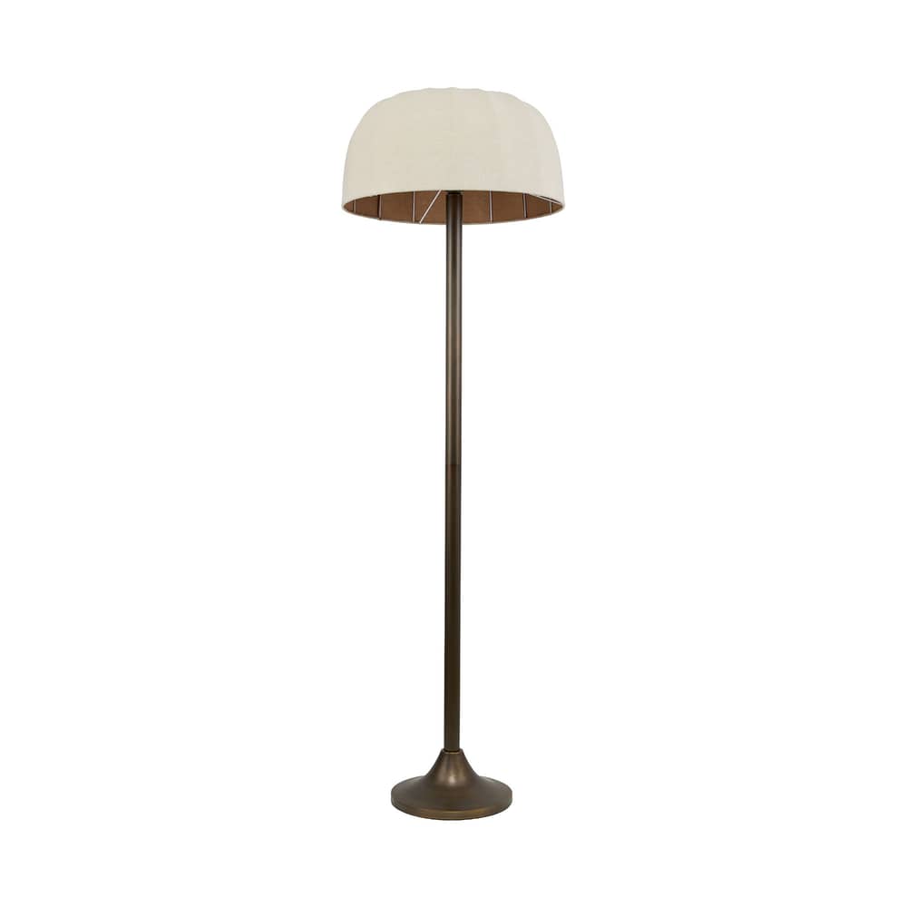 Stehleuchte Brighton textil beige / Ø 50 cm - NV GALLERY - Elfenbein-Farbe / Antik-Messing - Eisen, Leinen
